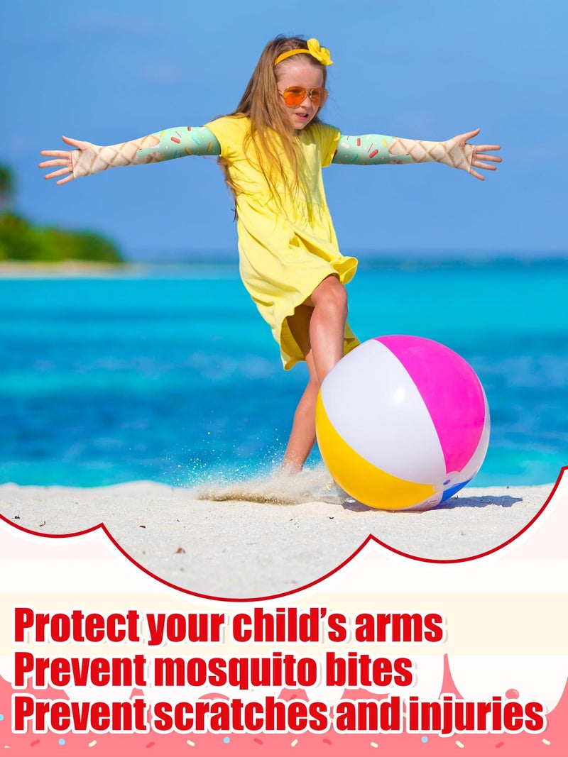 JaGely 16 Pairs Ice Cream Arm Sleeves for Kids UV Sun Protection Football Basketball Baseball Compression Long Sleeves Youth (Ice Cream with Thumb Hole,8-10 Years) - Image 5