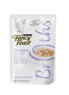 Nestle nestle purina fancy feast lickable creamy broths cat wet food wild salmon and whitefish 40g pack of 6 