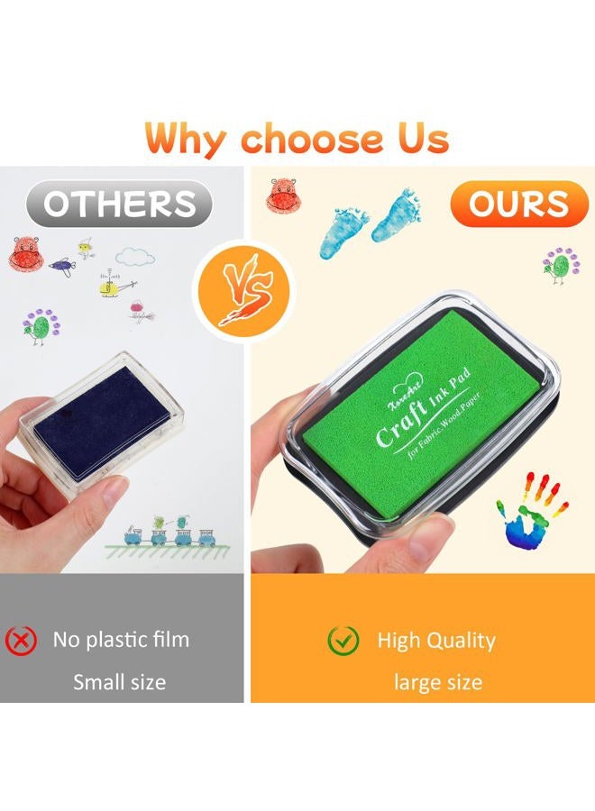 XoreArt 8.27x5.91x3.78" وسادات حبر كبيرة للحرف - 16 لون قوس قزح طقم حبر بصمة DIY قابل للغسل لصنع بطاقات للأطفال طوابع مطاطية للحرف الورقية الخشبية القماشية ألبوم الصور - Image 4
