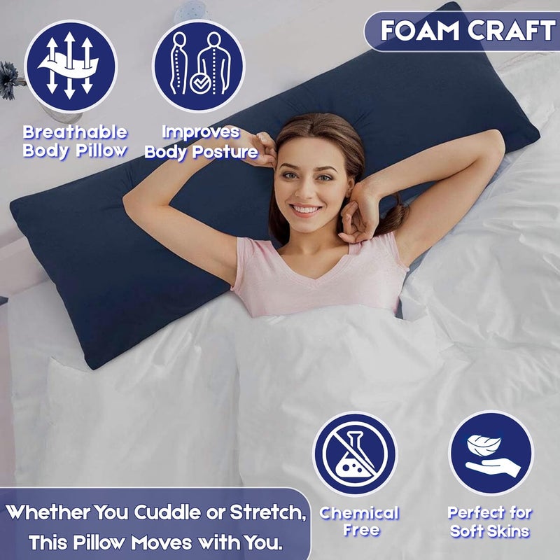 FOAM CRAFT وسادة طويلة كاملة من فوم كرافت® بغطاء قطن - أزرق داكن، 50 × 120 سم - Image 5