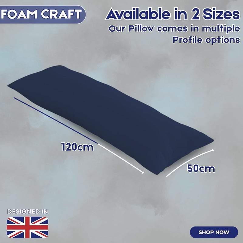 FOAM CRAFT وسادة طويلة كاملة من فوم كرافت® بغطاء قطن - أزرق داكن، 50 × 120 سم - Image 2