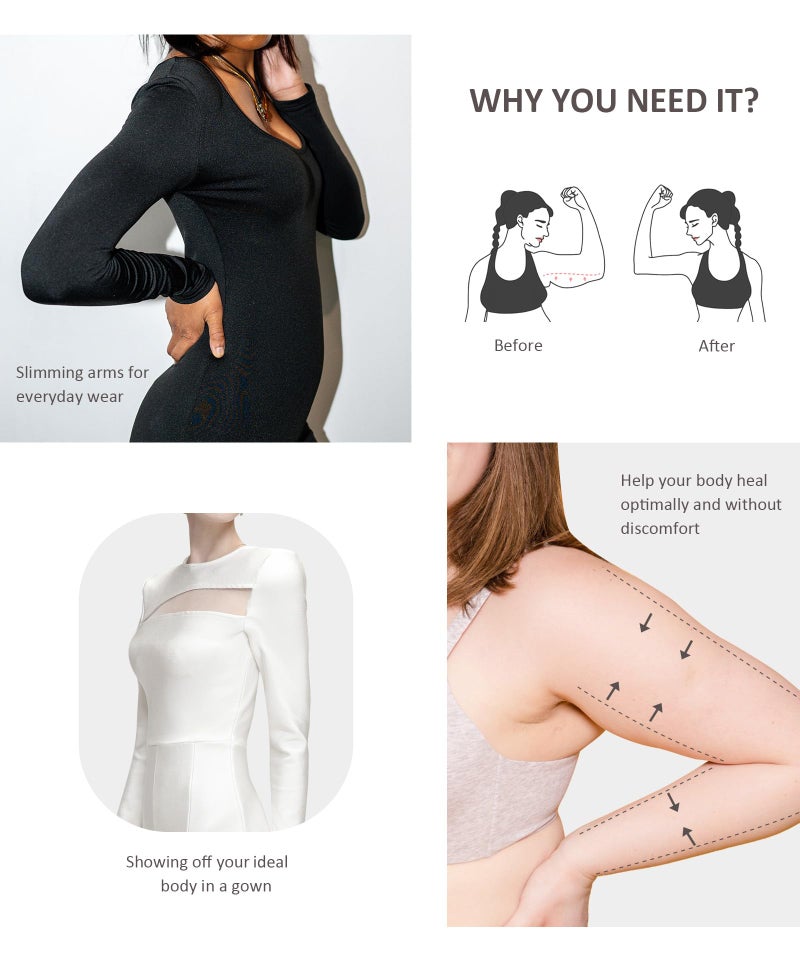 FeelinGirl Upper Arm Compression Sleeve Arm Sleeves for Women Post Surgery Posture Top Arm Slimmer Shapewear Beige M - Image 5