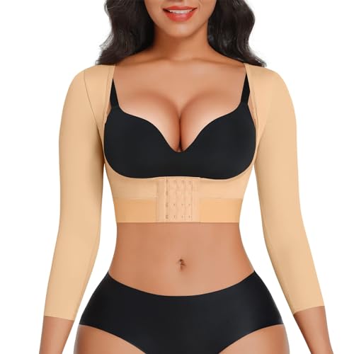 FeelinGirl Upper Arm Compression Sleeve Arm Sleeves for Women Post Surgery Posture Top Arm Slimmer Shapewear Beige M - Image 1