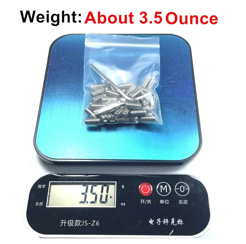 ZDingTech 50pcs Set Screws 1/4-20 x 1/2" inch 304 Stainless Steel Allen Head Hex Hexagon Socket Set Screws with 1/8" Allen Wrench,Set Grub Screws Hex Allen Head Socket Set Screw.(1/2" Length) - Image 4