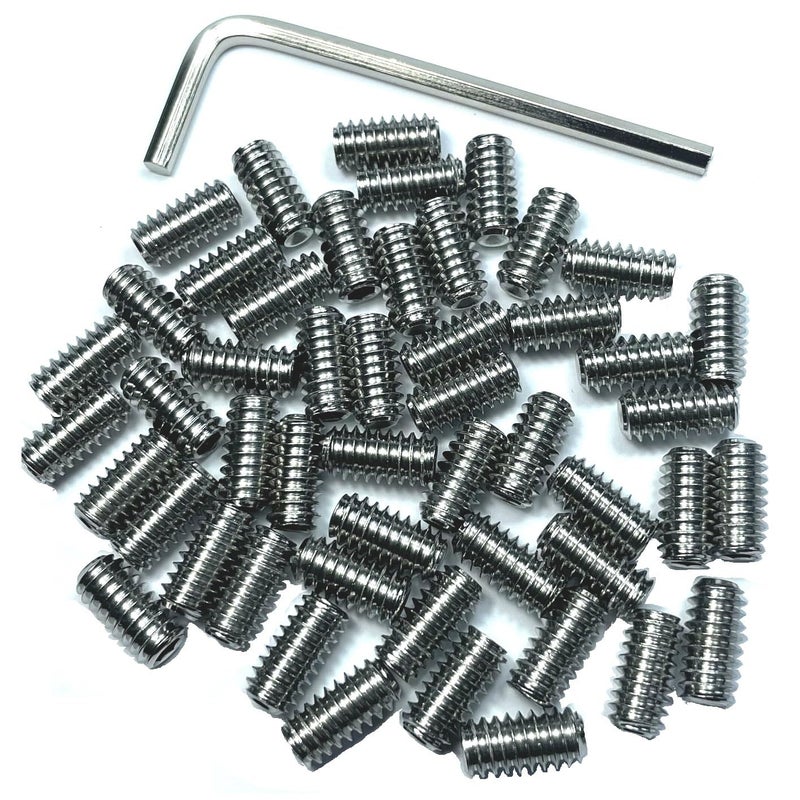 ZDingTech 50pcs Set Screws 1/4-20 x 1/2" inch 304 Stainless Steel Allen Head Hex Hexagon Socket Set Screws with 1/8" Allen Wrench,Set Grub Screws Hex Allen Head Socket Set Screw.(1/2" Length) - Image 1