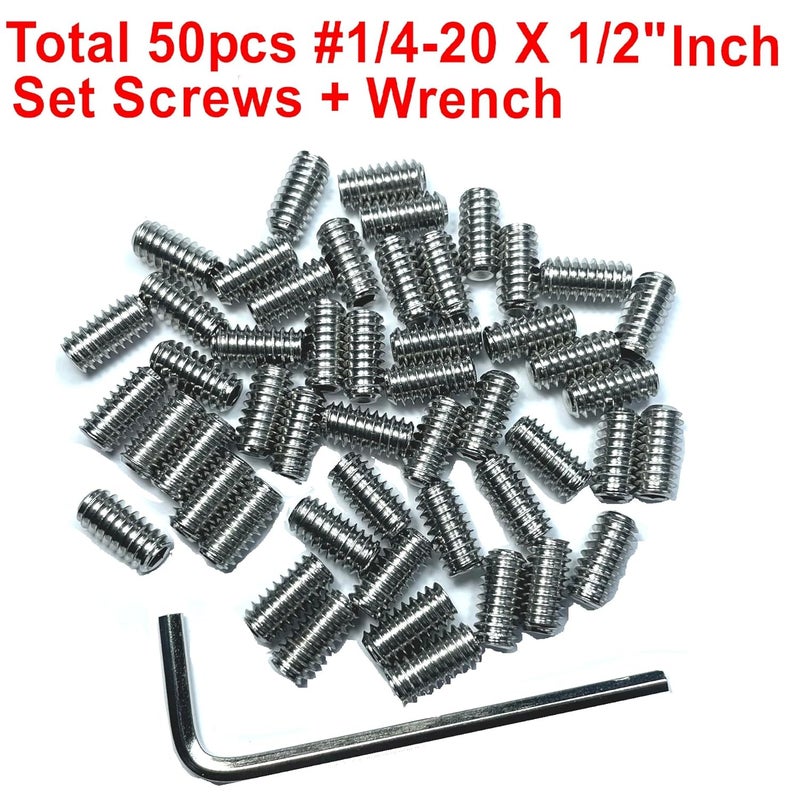 ZDingTech 50pcs Set Screws 1/4-20 x 1/2" inch 304 Stainless Steel Allen Head Hex Hexagon Socket Set Screws with 1/8" Allen Wrench,Set Grub Screws Hex Allen Head Socket Set Screw.(1/2" Length) - Image 2