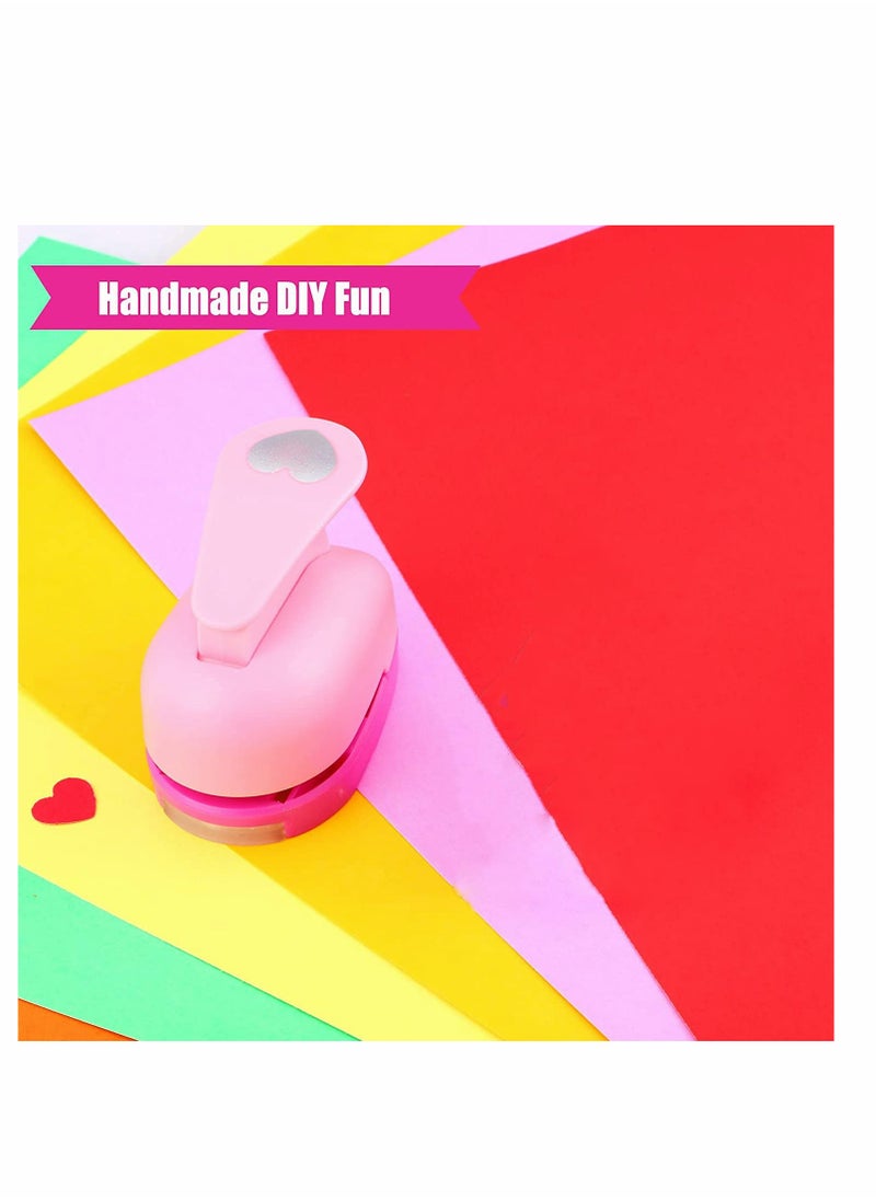 SYOSI - Heart-Shaped Paper Hole Craft Hole Punch,Scrapbook Paper Hole Punch A4 Colored Sponge Paper Suitable For Children Diy Paper Craft (Pink With 10 Pieces Of Colored Paper) - Image 1