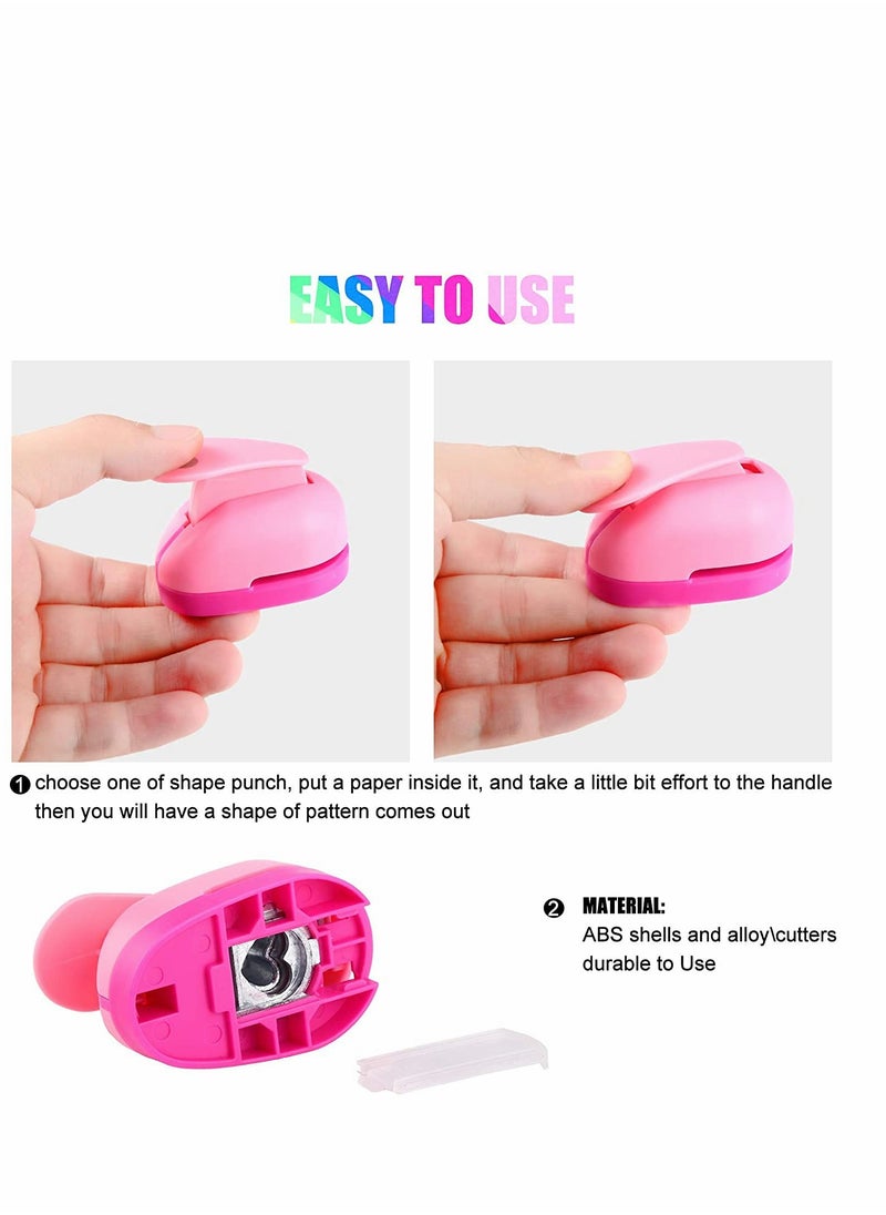 SYOSI - Heart-Shaped Paper Hole Craft Hole Punch,Scrapbook Paper Hole Punch A4 Colored Sponge Paper Suitable For Children Diy Paper Craft (Pink With 10 Pieces Of Colored Paper) - Image 1