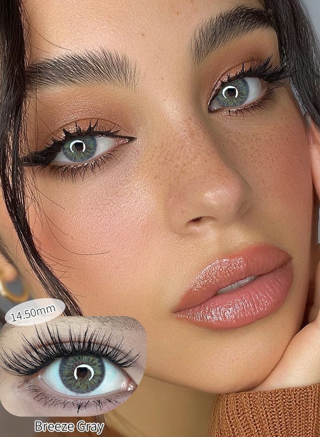 FreshLady Breeze Gray Colored Contact Lenses, Yearly Soft Comfortable Cosmetic Lenses, Natural Big Eye Effect, Daily Wear, Parties, Unisex Eye Contacts - Image 1