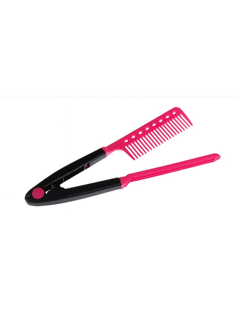 V-Type Hair Straighten Comb Pink/Black - Image 1