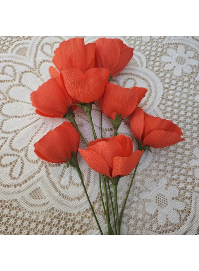 Mybbshower Crepe Paper pennoy DIY Flower for Home Decoration Making Kit 24 pcs (Orange) - Image 4