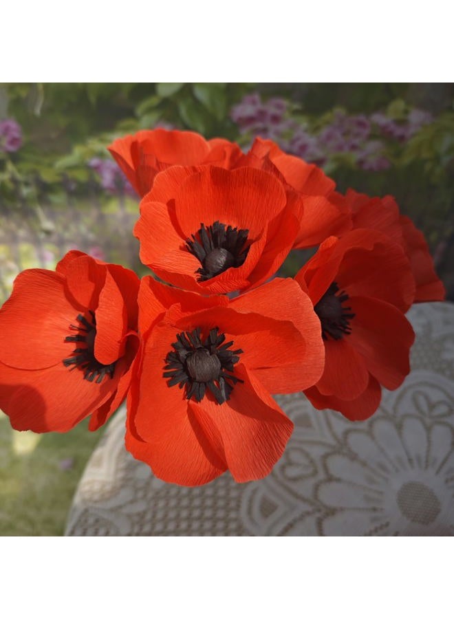 Mybbshower Crepe Paper pennoy DIY Flower for Home Decoration Making Kit 24 pcs (Orange) - Image 3