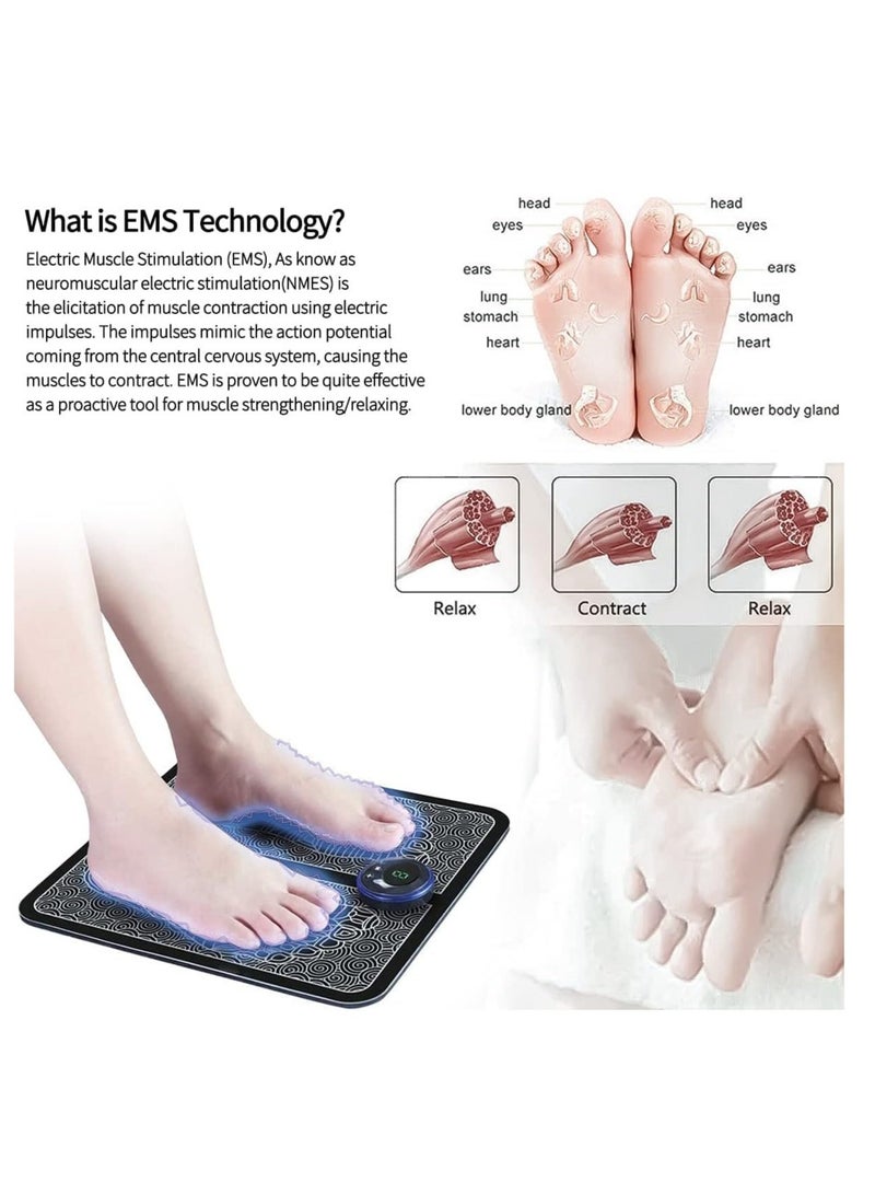 إسكدنيا Ems Electric Foot Massagers Set with 1 Foot Massager and 1 Mini Neck Massager Pads Foot Massager Portable USB to Relieve Pain and Blood (MT04, BLACK) - Image 4