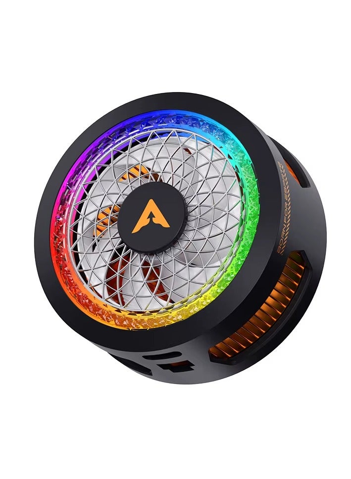 PIVA B3 25W Mobile Phone Cooling Fan with Colorful LED Lights, Semiconductor Mobile Phone Cooler with Rotating Magnetic Clip for PUBG Games - Image 1