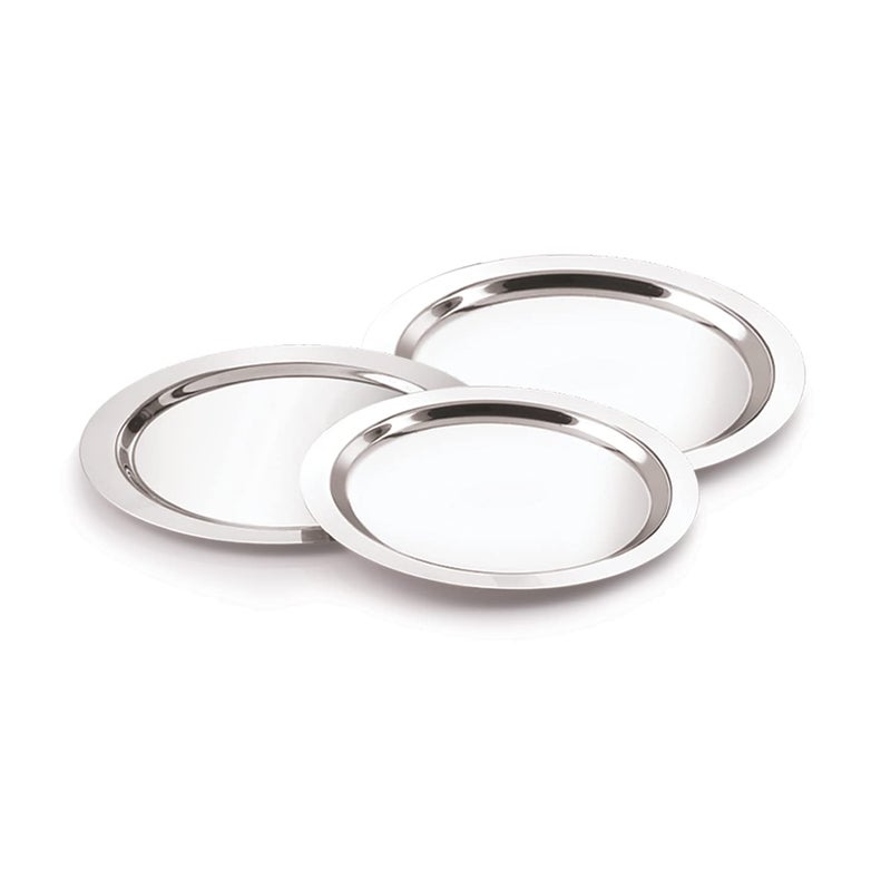 Neelam Stainless Steel 20, 22 Gauge, Tope Cover/Ciba/Lid/Cheeba/Dhakan, 32.5 cm, Set of 3, Multipurpose, Round Steel Lid, Silver - Image 1