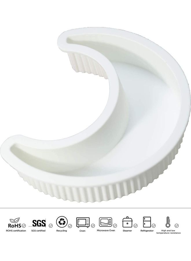 Moon Shape Silicone Cake Mold White 9.05x7x2.08inch - Image 1