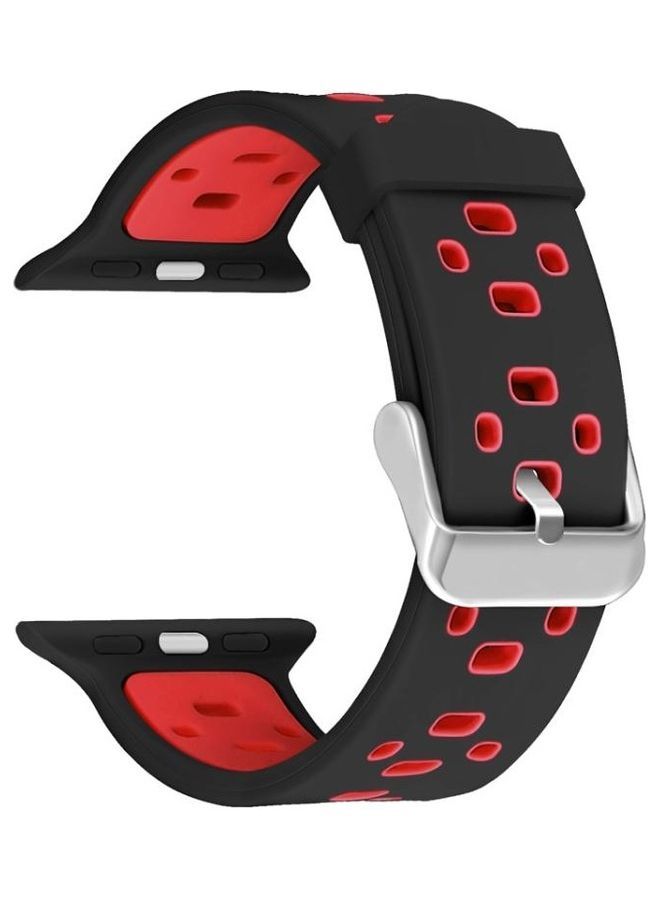 NIBEMINENT Replacement Watchband For Apple Watch Black / Red - Image 1
