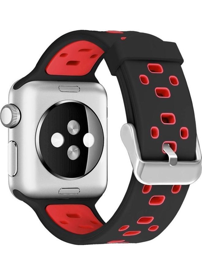NIBEMINENT Replacement Watchband For Apple Watch Black / Red - Image 2