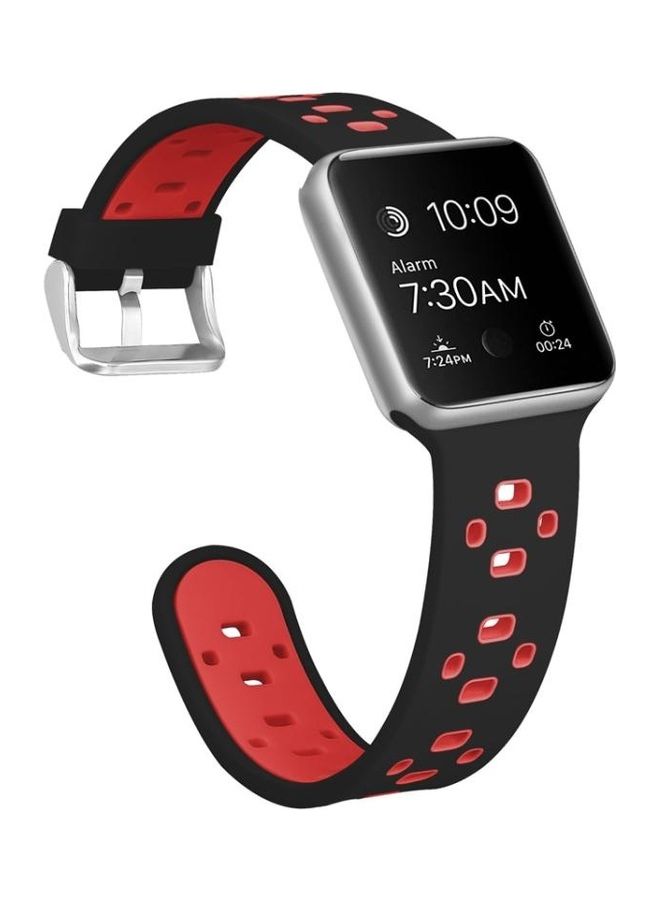 NIBEMINENT Replacement Watchband For Apple Watch Black / Red - Image 3
