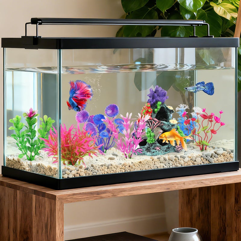 MyLifeUNIT Fish Tank Plants, 7 Pieces Colorful Aquarium Plants and Coral Reef Set for Fish Tank Decoration, Mountain Cave Ornament for Betta, Goldfish to Breed, Play and Rest - Image 5