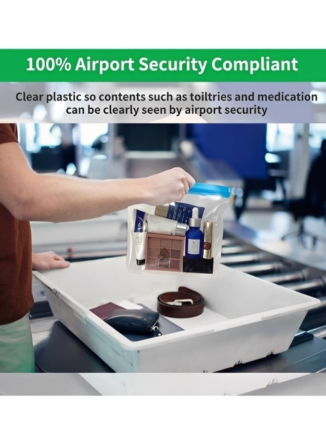 5 Pcs A Set Clear Travel Toiletry Bags Waterproof Leakproof Travel Makeup Bag Sealable Wash Bags Airport Security Liquids Bags Blue and Clear Simple Style - Image 3