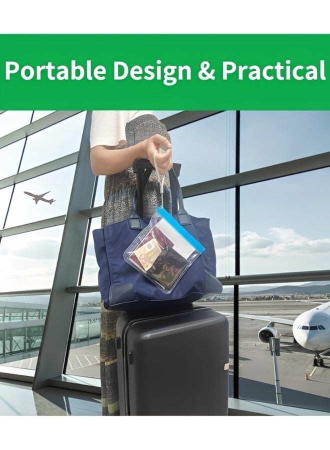 5 Pcs A Set Clear Travel Toiletry Bags Waterproof Leakproof Travel Makeup Bag Sealable Wash Bags Airport Security Liquids Bags Blue and Clear Simple Style - Image 4