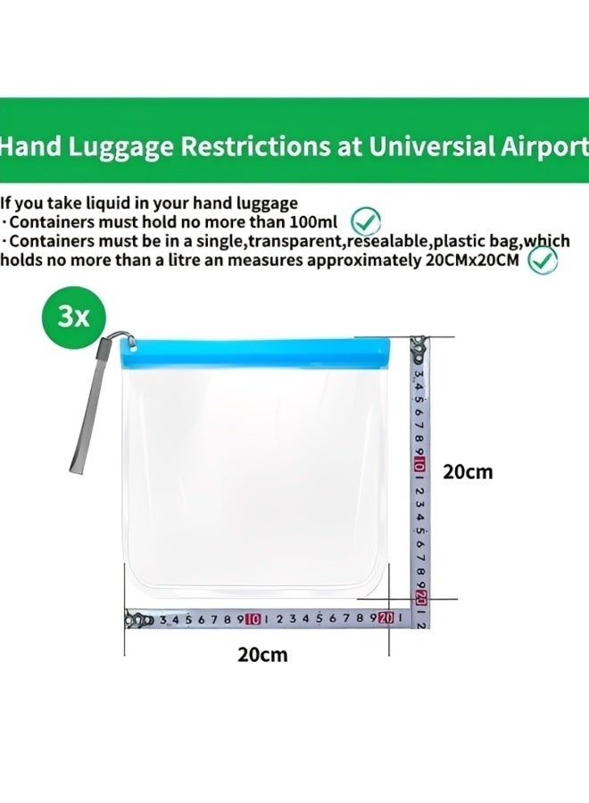 5 Pcs A Set Clear Travel Toiletry Bags Waterproof Leakproof Travel Makeup Bag Sealable Wash Bags Airport Security Liquids Bags Blue and Clear Simple Style - Image 5