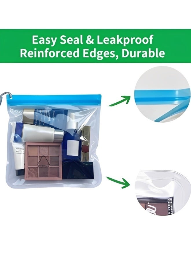 5 Pcs A Set Clear Travel Toiletry Bags Waterproof Leakproof Travel Makeup Bag Sealable Wash Bags Airport Security Liquids Bags Blue and Clear Simple Style - Image 2