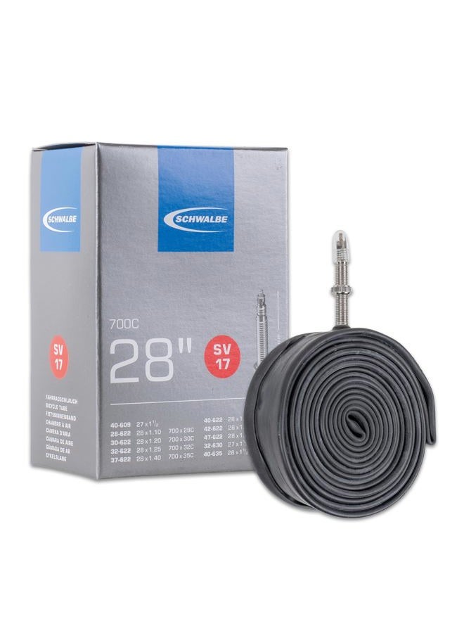 SCHWALBE SV17 Presta Extra Long Valve 700C Inner Tube - Black, 28 Inch - Image 1