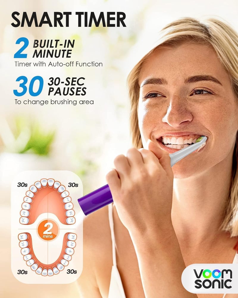 VOOM SONIC Go 1 Series Travel Electric Toothbrush | Travel Toothbrushes - Battery Operated Toothbrush for Adults & Kids, Dentist Recommended Toothbrush, Portable w/ 2 Minute Timer (Purple) - Image 3