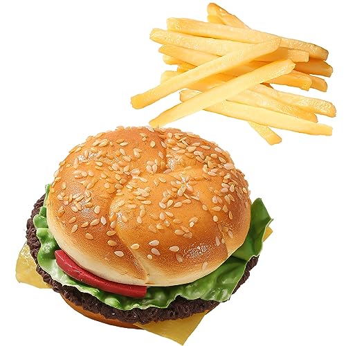 Joeabor Joeabor Artificial Hamburger & 12 Artificial French Fries Realistic Fake Food for Display Faux Burger for Decoration  - Image 1