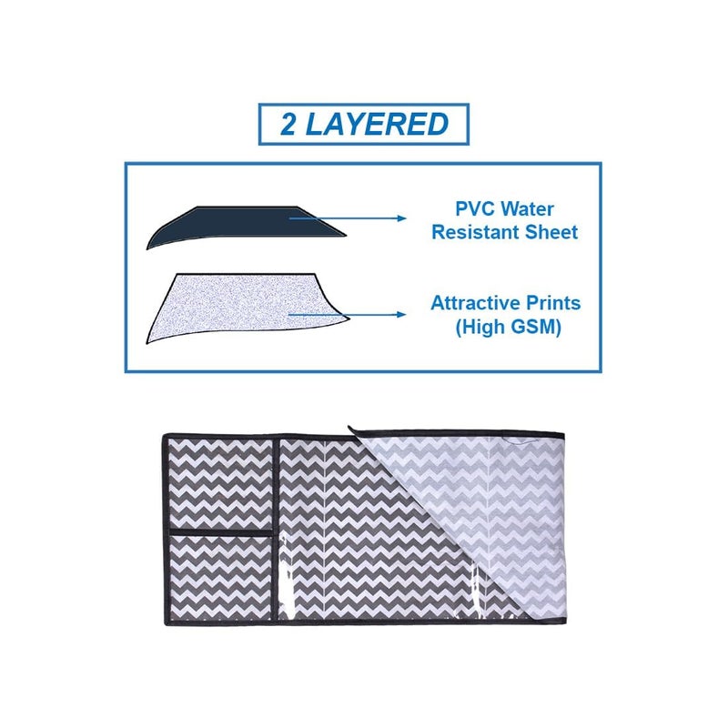 UMAAMAR ENTERPRISES Microwave Oven Top Dustproof Cover Protector Decorative Kitchen Appliance Cover with Side 4 Utility Pockets Free Size 13 x 40 inches Wave Black - Image 5