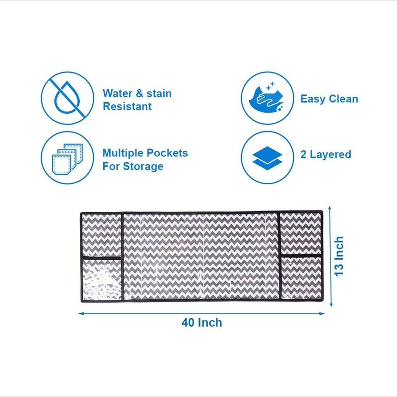 UMAAMAR ENTERPRISES Microwave Oven Top Dustproof Cover Protector Decorative Kitchen Appliance Cover with Side 4 Utility Pockets Free Size 13 x 40 inches Wave Black - Image 4