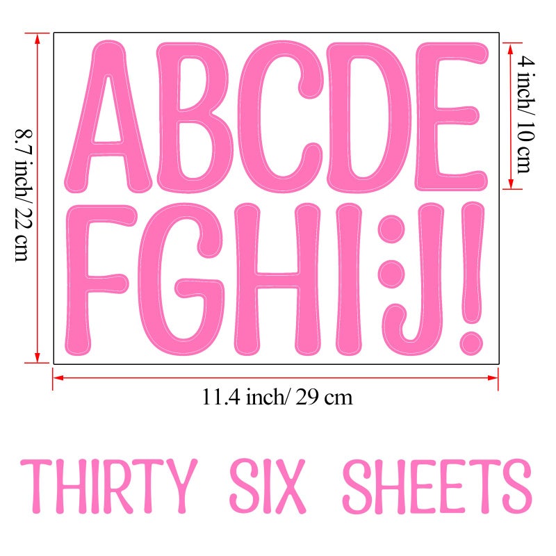 Bemeol 36 Sheets Letter Stickers 4 Inch Large Alphabet Letter Sticker Self Adhesive Letters Stickers for Classroom Home Decor Bulletin Boards(Pink) - Image 3