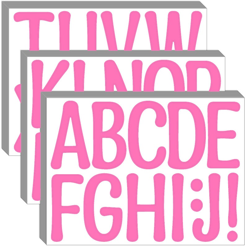 Bemeol 36 Sheets Letter Stickers 4 Inch Large Alphabet Letter Sticker Self Adhesive Letters Stickers for Classroom Home Decor Bulletin Boards(Pink) - Image 1