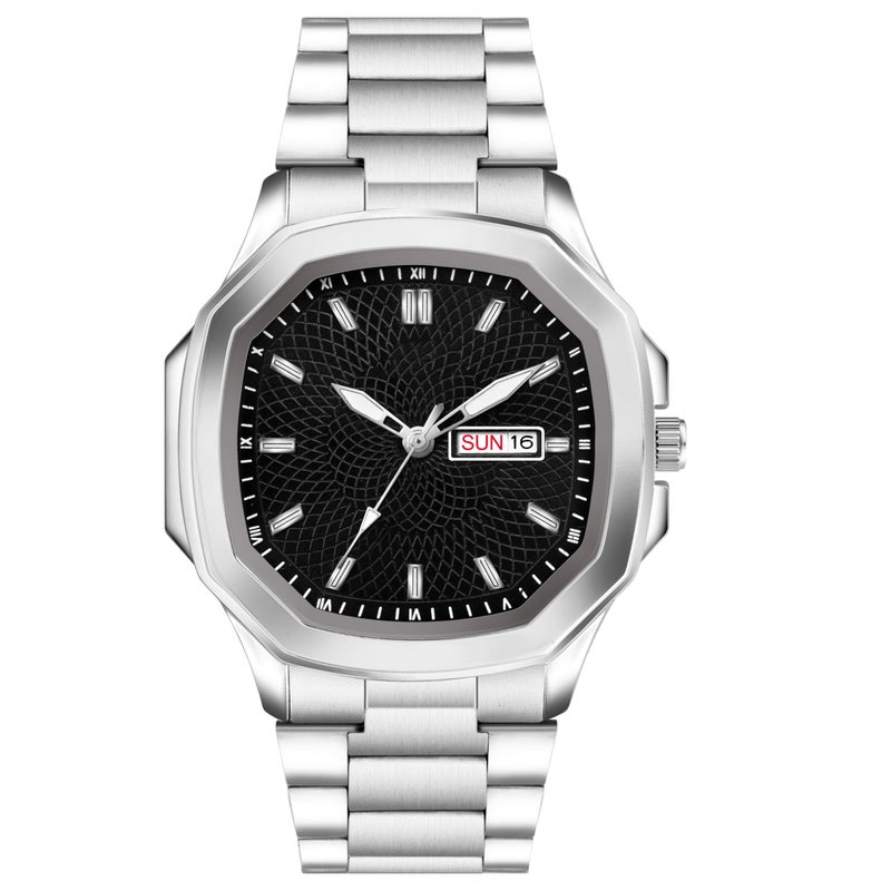 Acnos Analog Day & Date Stainless Steel Strap Watch for Men & Women – Multiple Dial Colors (Black) - Image 5