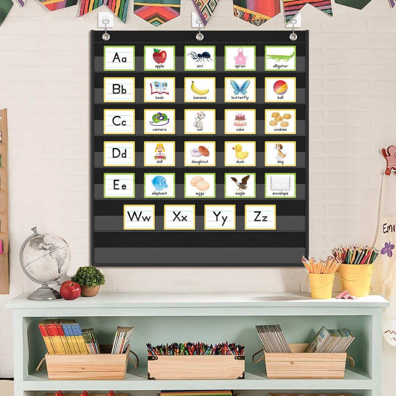 Eamay Standard Pocket Charts, Black Pocket Chart for Classroom,Teacher Supplies(28W*28L) - Image 2