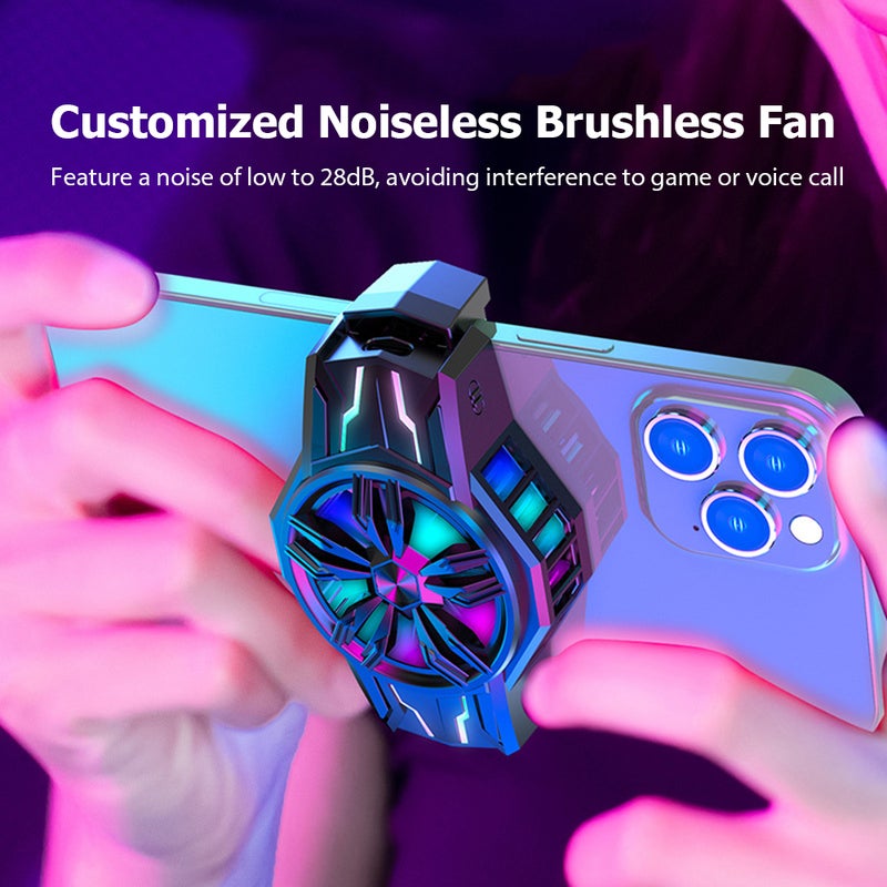 S1-3030 Semiconductor Cell Phone Cooler RGB Mobile Phone Radiator Mini Smartphone Cooling Fan Low Noise for Game Movie Live Streaming Vlog Support 68-93mm Wide Phones - Image 3