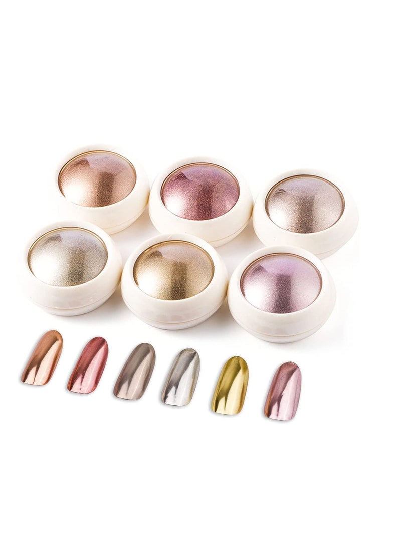 Generic Gold Chrome Nail Powder, Metallic Nail Art Pigment Powder Set, Shiny Nail Glitter Powder with Magic Mirror Effect for Nail Art Design Decoration6 Box Rose  - Image 1