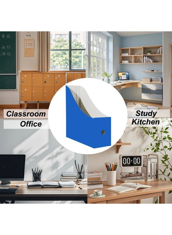Limitliho 2 Pack Cardboard Magazine File Holder for Desktop ，Blue Book Bins for Classroom Library, Office or Home, Vertical Paper Boxes for Storage with Label(10.6" H x 10.2" L x 3.5" W in) - Image 4
