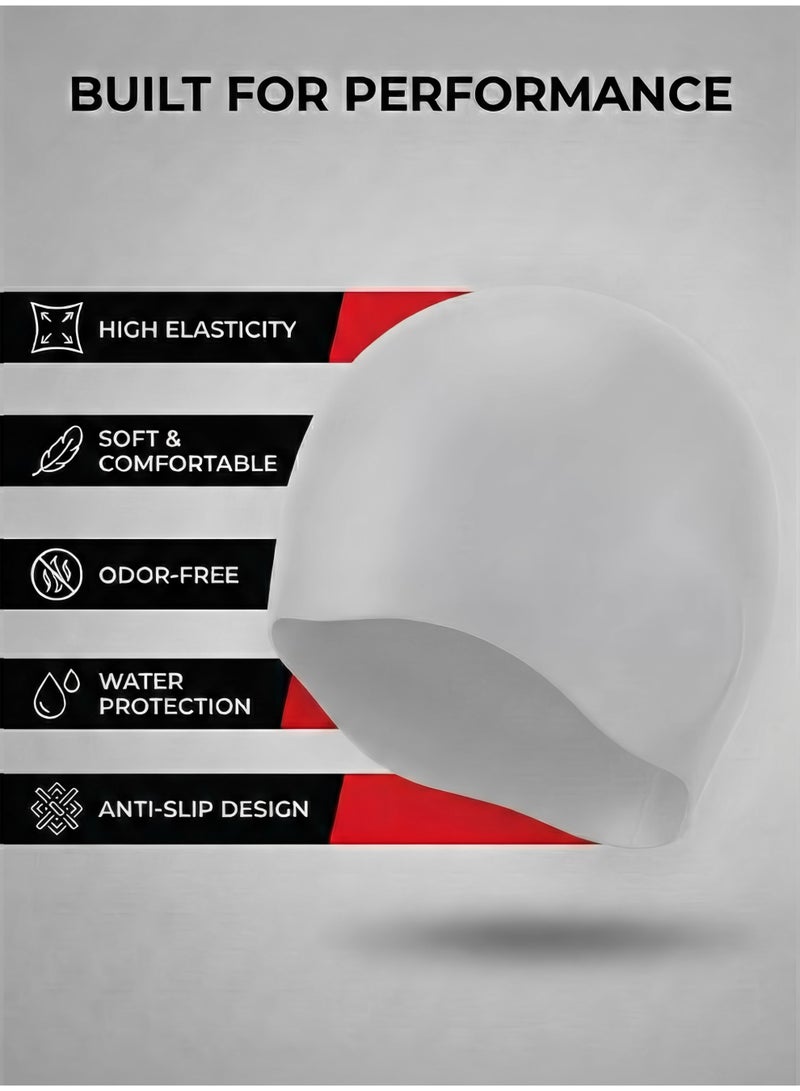 هايست قبعة سباحة سيليكون رمادية للجنسين - مقاومة للماء، مرنة، مثالية للشعر الطويل - Image 2