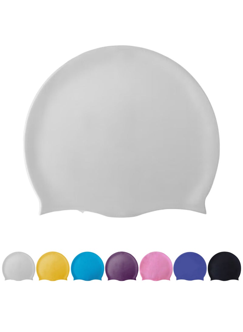 هايست قبعة سباحة سيليكون رمادية للجنسين - مقاومة للماء، مرنة، مثالية للشعر الطويل - Image 1