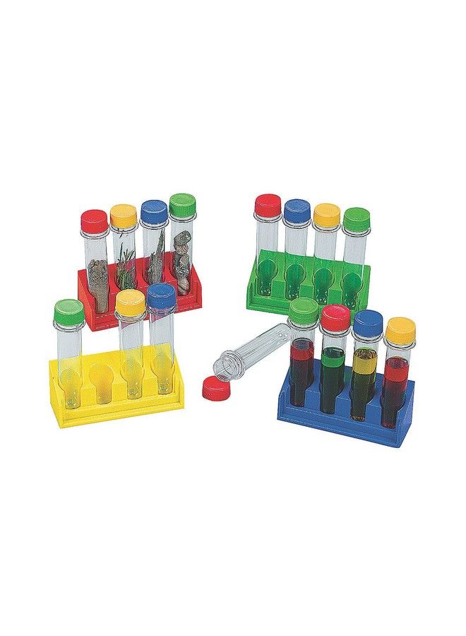 Fun Express Kids Test Tubes With Stand Scinece Kit Includes 16 Plastic Test Tubes With Caps And 4 Trays Science Classroom Supplies  - Image 2