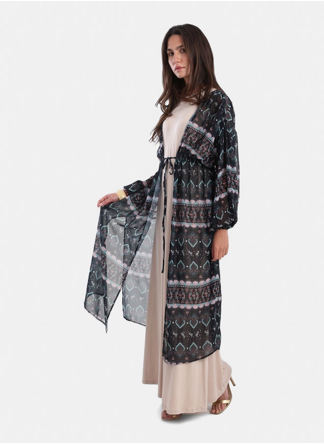 Carina - Printed Kimono with Elastic Waist - Image 1