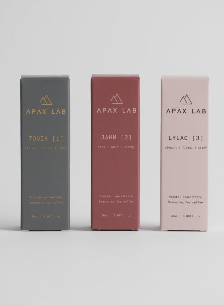 APAX LAB Nano, Mineral Concentrates to Enhance Attributes of Coffee - Tonik, Jamm, Lylac, Box Set of 3, 20ml each - Image 4