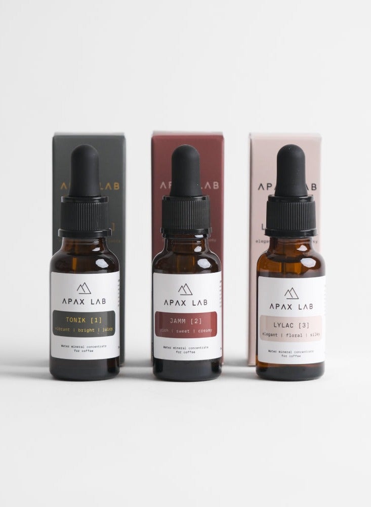 APAX LAB Nano, Mineral Concentrates to Enhance Attributes of Coffee - Tonik, Jamm, Lylac, Box Set of 3, 20ml each - Image 5