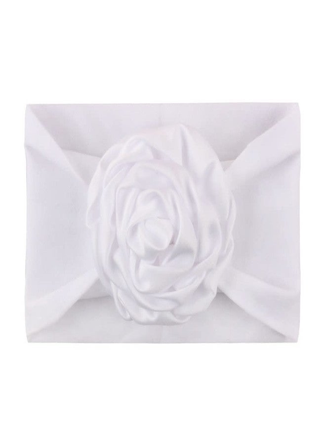 SYGA Baby Headbands Soft Nylon Fancy Flower Strechable Hairbands For Newborn Infant Toddlers Kids 0-3 Year (White) - Image 1