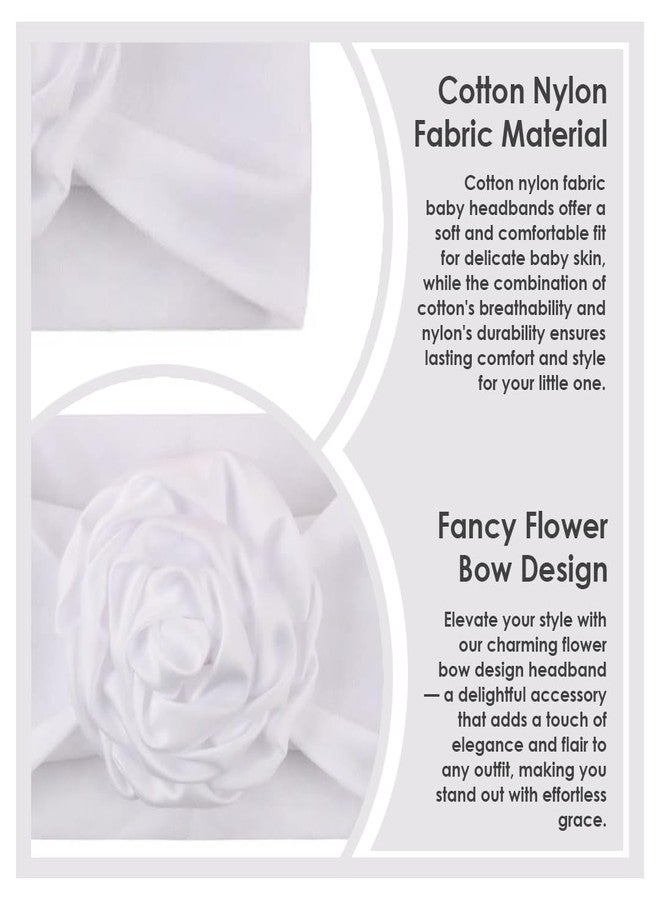 SYGA Baby Headbands Soft Nylon Fancy Flower Strechable Hairbands For Newborn Infant Toddlers Kids 0-3 Year (White) - Image 4