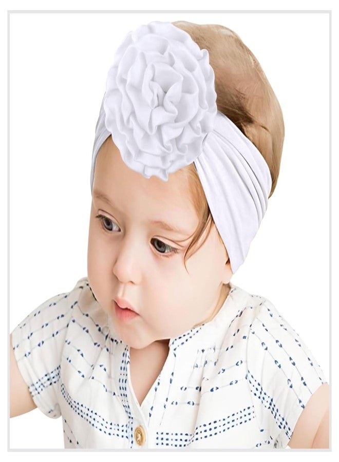 SYGA Baby Headbands Soft Nylon Fancy Flower Strechable Hairbands For Newborn Infant Toddlers Kids 0-3 Year (White) - Image 2