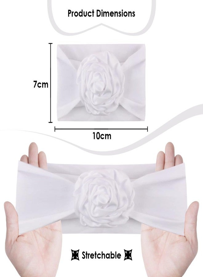 SYGA Baby Headbands Soft Nylon Fancy Flower Strechable Hairbands For Newborn Infant Toddlers Kids 0-3 Year (White) - Image 3